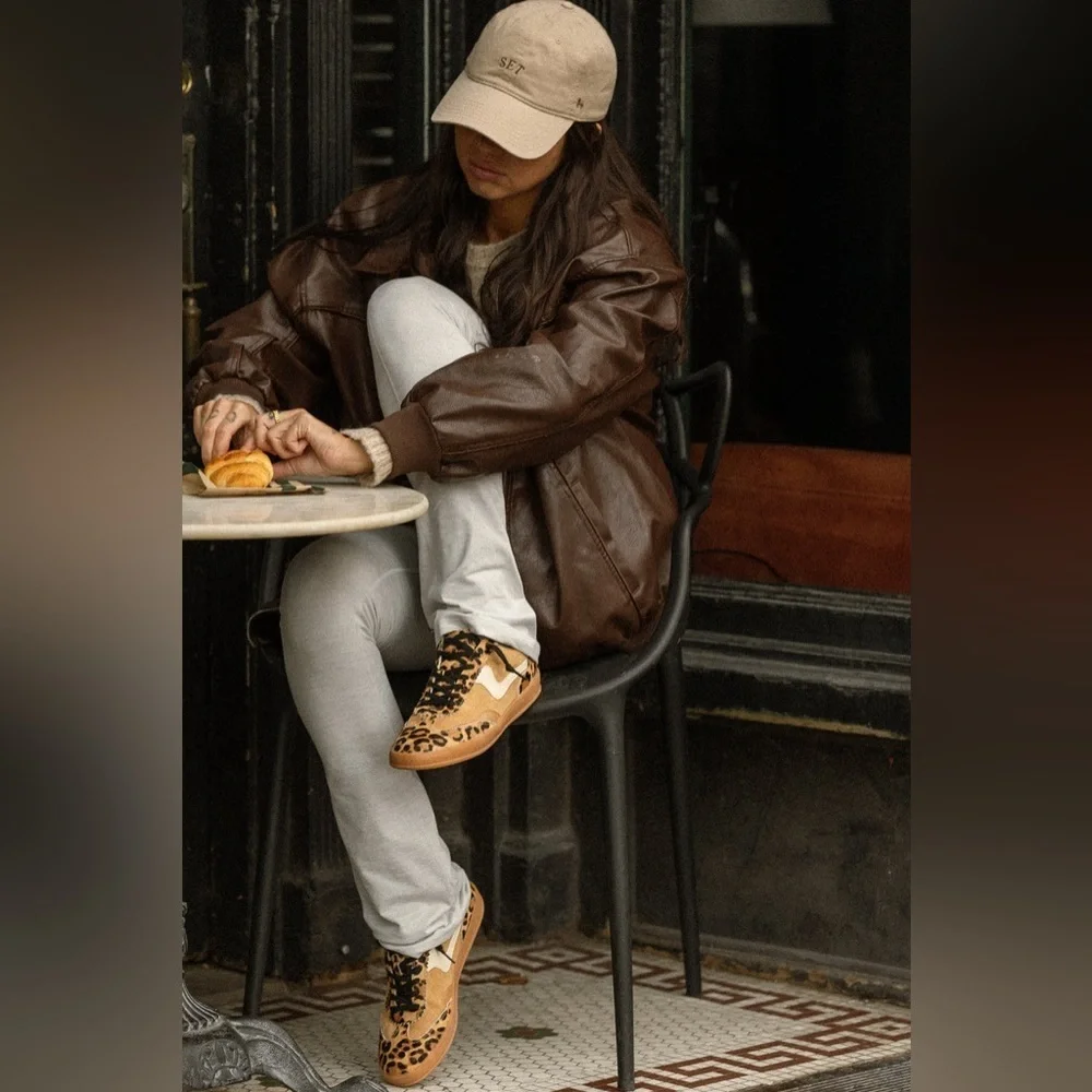 MI.IM Destiny Leopard Print Sneakers Animal 9 Shoes Casual Brown‎ Black Leather